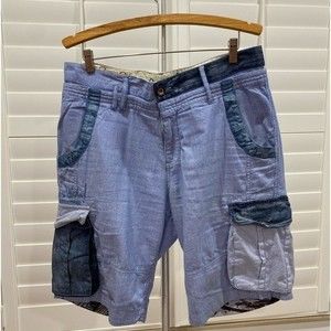 Desigual Light Blue and Dark Blue Men's Cargo Shorts